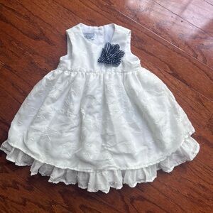 Pippa & Julie White Star Embroidered Dress with Navy Flower Accent